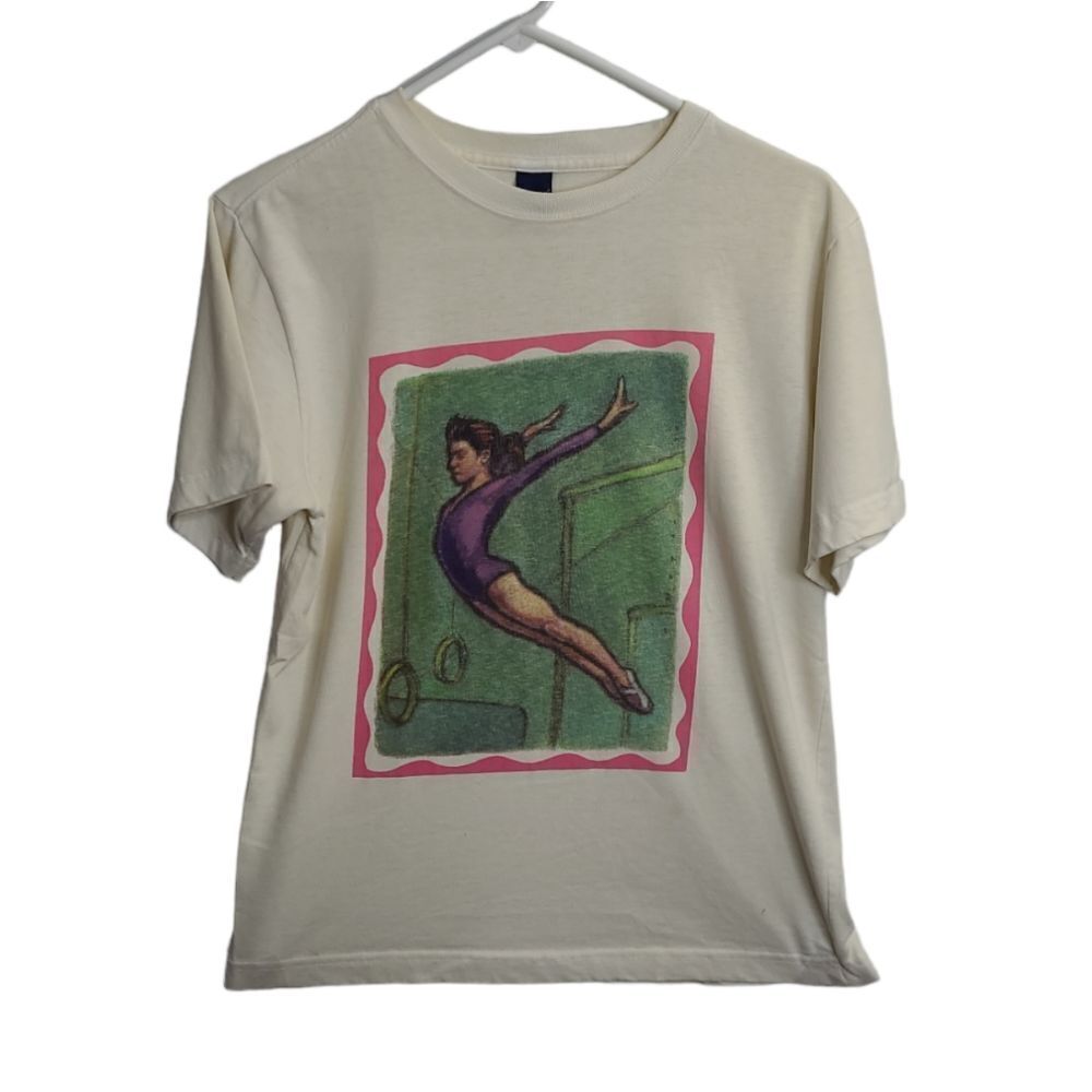 VINTAGE 90s gymnast bars crew neck graphic tee shirt S‎